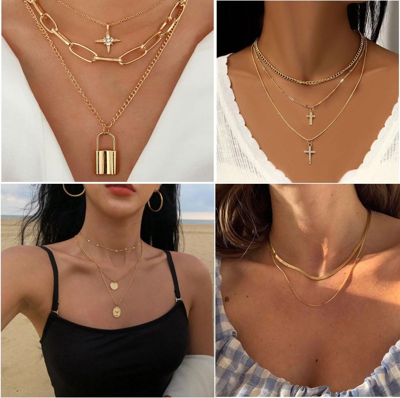 CONGYING 65 Pcs Gold Jewelry Set with Layered Necklaces, Anklets, Earrings, and Rings for Women and Girls - Image 3