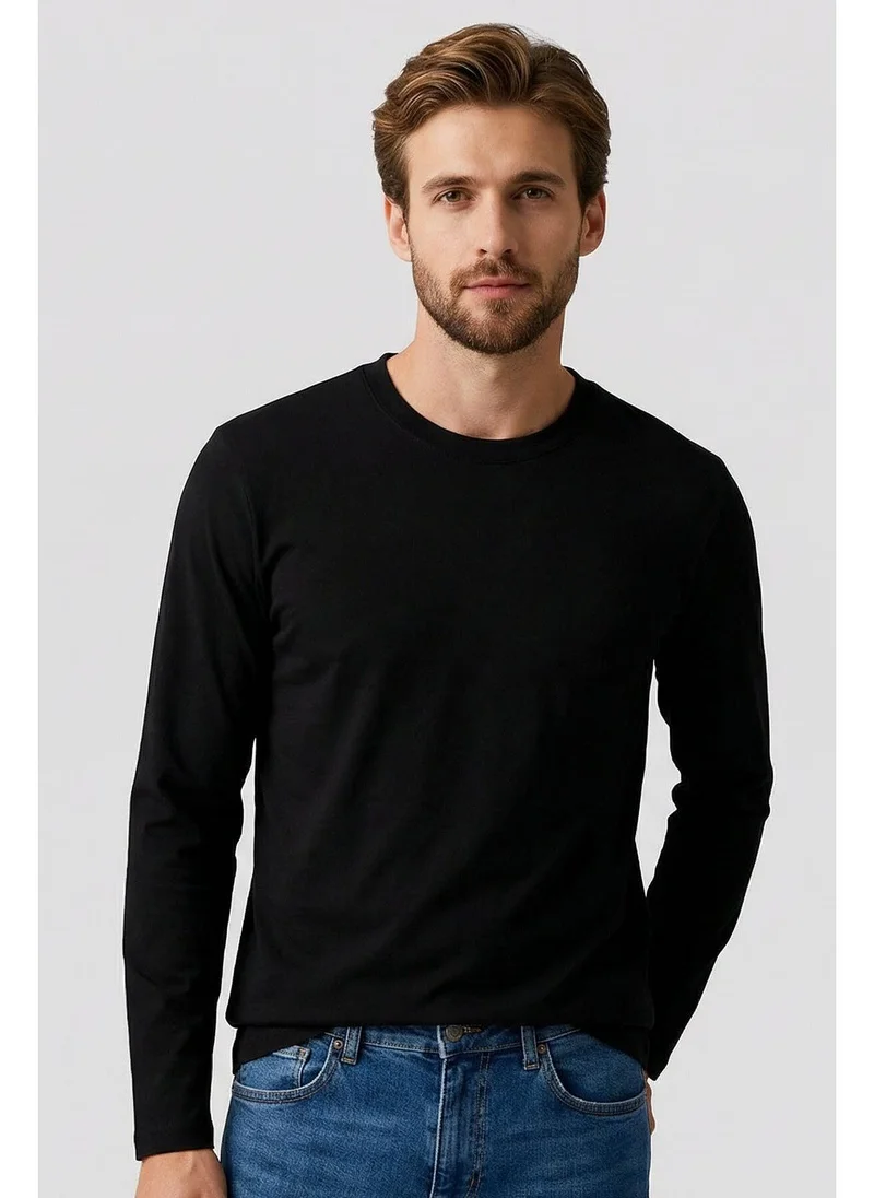 Tommy Life Men's Regular Fit Jersey Crew Neck Long Sleeve T-Shirt - Pack of 3