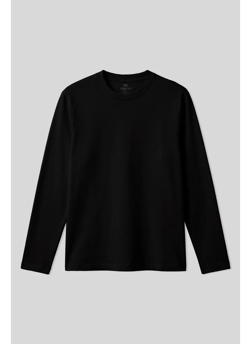 Tommy Life Men's Regular Fit Jersey Crew Neck Long Sleeve T-Shirt - Pack of 3