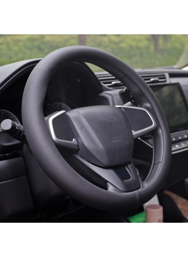 غطاء عجلة قيادة السيارة لموديلات Mazda CX5/CX-5 CX50/CX-50 CX3/CX-3 CX30/CX-30 CX9/CX-9 Mazda 3 Mazda 5 Mazda 6 MX-5 Miata CX-7 RX-8 GS GT Sport Touring، إكسسوارات، 2024 جلد أسود مقاس 14.5"-15" - Image 5