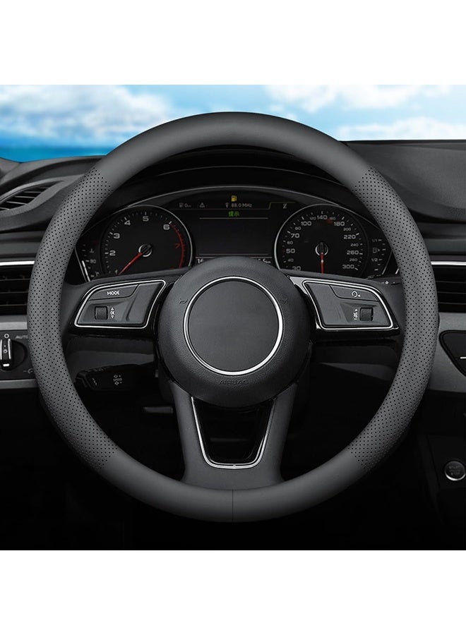 غطاء عجلة قيادة السيارة لموديلات Mazda CX5/CX-5 CX50/CX-50 CX3/CX-3 CX30/CX-30 CX9/CX-9 Mazda 3 Mazda 5 Mazda 6 MX-5 Miata CX-7 RX-8 GS GT Sport Touring، إكسسوارات، 2024 جلد أسود مقاس 14.5"-15" - Image 1