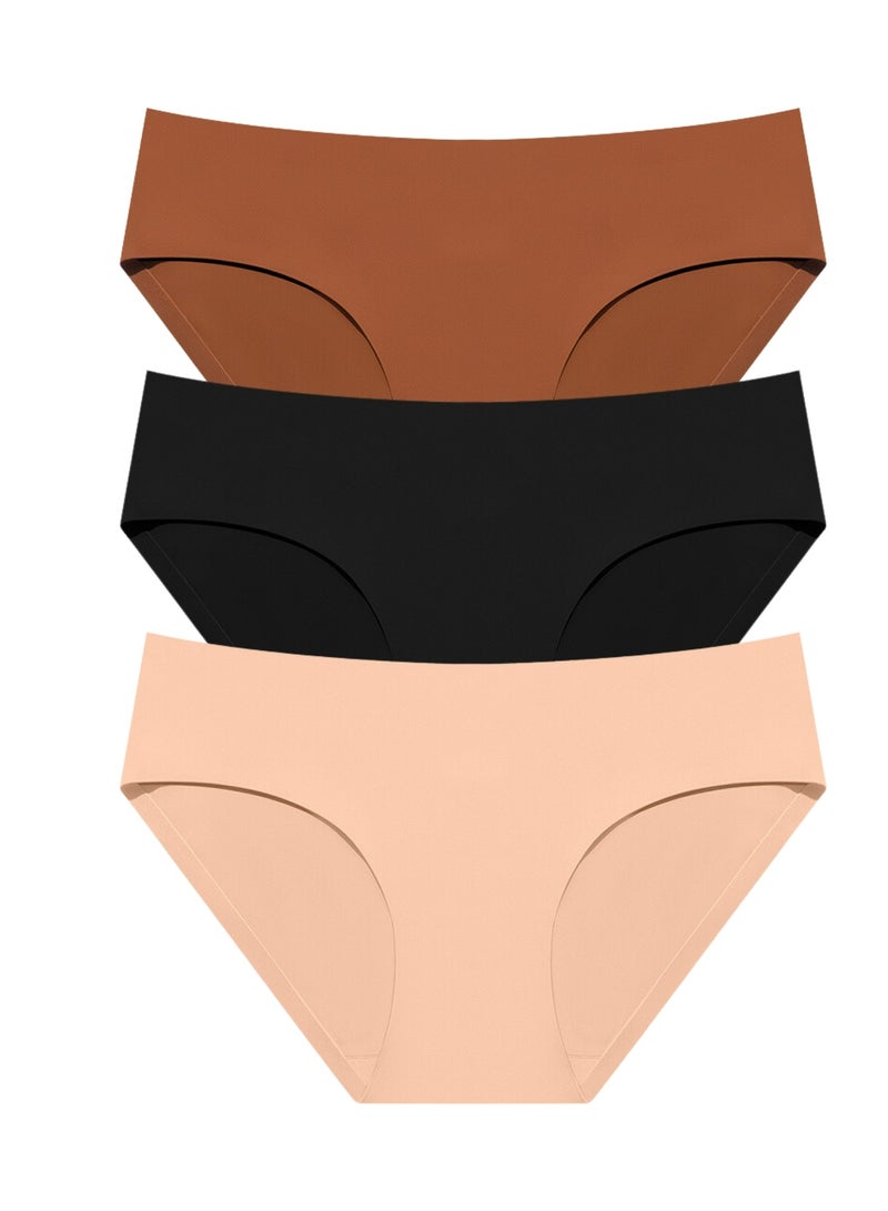 Pack of 3 Invisible Seamless Laser Cut Brief Panties for Women - Image 1