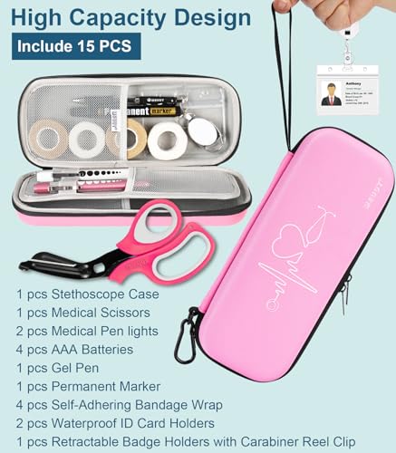 MEUUT 15 pcs Stethoscope Case Kits, Perfect Nurse Gift Include Stethoscope Case, Penlights, Medical Scissor, Bandage Wraps, Badge Holders for Nurse Student - Image 2