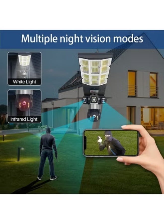 JAJEEK Solar Street Light with 360° Dual-Lens CCTV Camera, IP66 Waterproof LED Floodlight, Night Vision, Motion Detection, Audio Recording, Cloud & SD Storage, Two-Way App Control – Outdoor Security System - Image 5