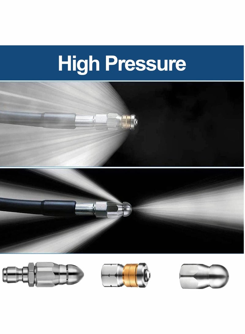 Sewer Jetter Nozzle Set, Rotating Jetting Nozzle and Stainless Steel Replacement Kit for 1/4 Inch Pressure Washer Accessories up to 5000 PSI  - Image 2