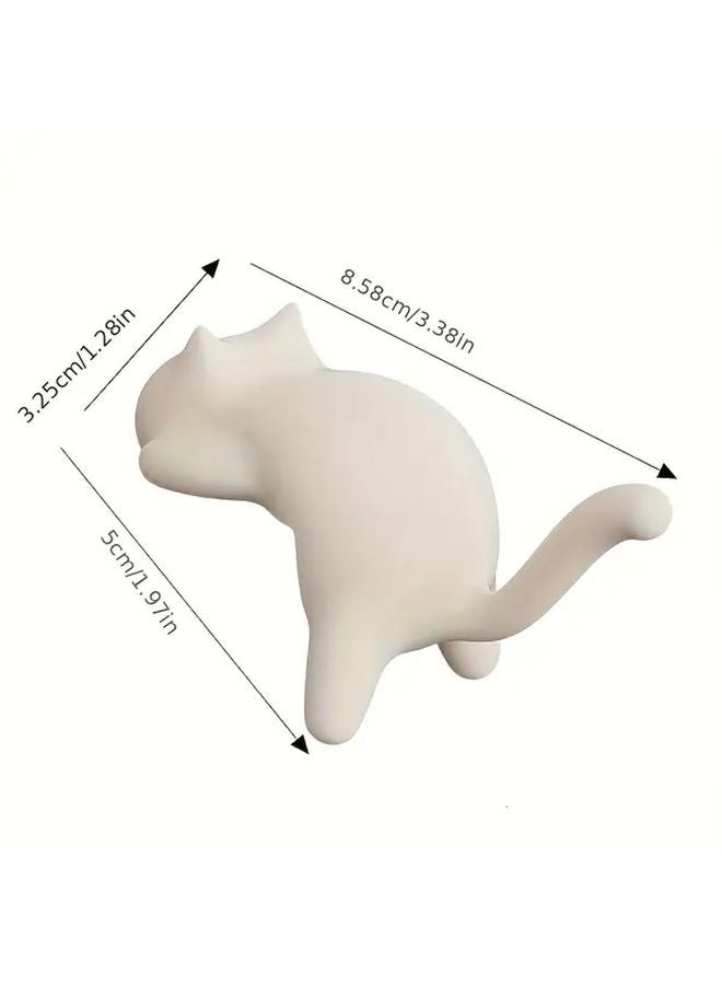 White Cat Shaped Adhesive Hooks No Drilling Strong Adhesion Multifunctional Wall Mount - Image 4