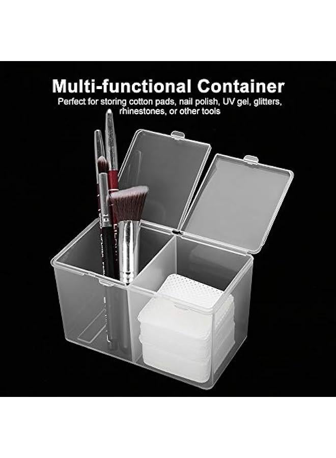 2 Grids Storage Box, Multipurpose Cosmetic Organizer, Waterproof, Dustproof, Space Saving, Multifunction Transparent Storage Pads Swabs Container