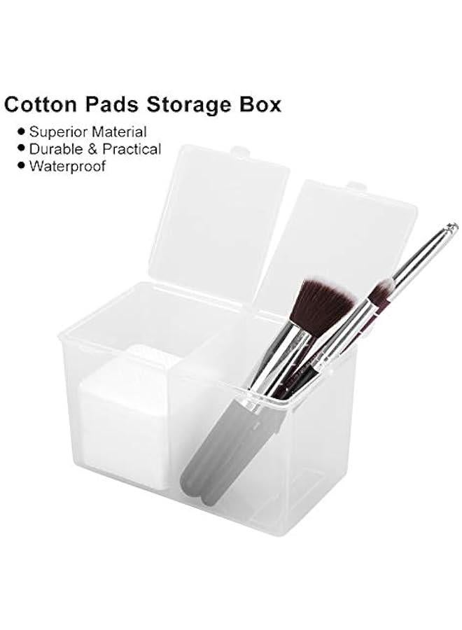 2 Grids Storage Box, Multipurpose Cosmetic Organizer, Waterproof, Dustproof, Space Saving, Multifunction Transparent Storage Pads Swabs Container