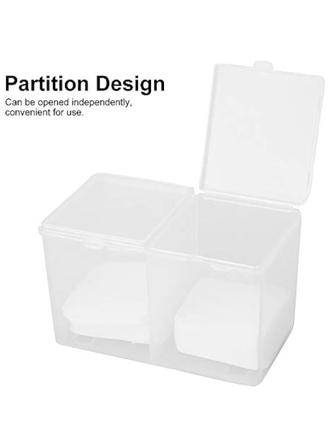 2 Grids Storage Box, Multipurpose Cosmetic Organizer, Waterproof, Dustproof, Space Saving, Multifunction Transparent Storage Pads Swabs Container