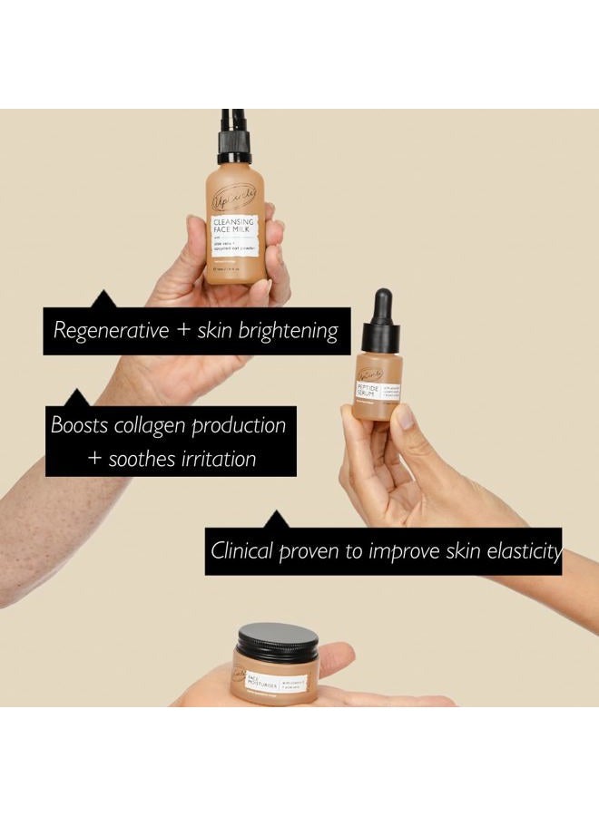UpCircle Discovery Kit - Cleansing Milk, Face Moisturising and Peptide Serum Trio - Vitamin E, Niacinamide + Aloe Vera - Promotes Collagen, Moisturises + Soothes - Vegan + Cruelty Free - Image 3