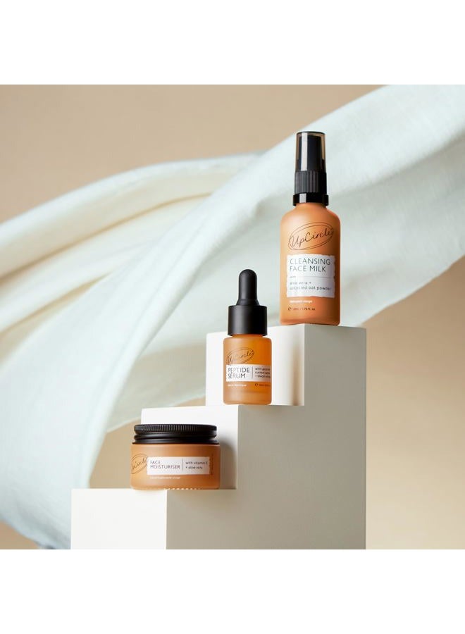 UpCircle Discovery Kit - Cleansing Milk, Face Moisturising and Peptide Serum Trio - Vitamin E, Niacinamide + Aloe Vera - Promotes Collagen, Moisturises + Soothes - Vegan + Cruelty Free - Image 4