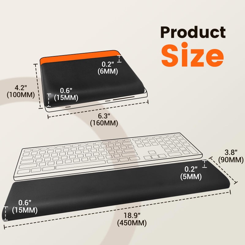 HONKID Low Profile Wrist Rest (H 0.2-0.58in) for Slim Keyboards and Mouse, Made of Cool Gel and Non-Slip Rubber Base, Easy Typing and Relieve Wrist Pain, Black - Image 4