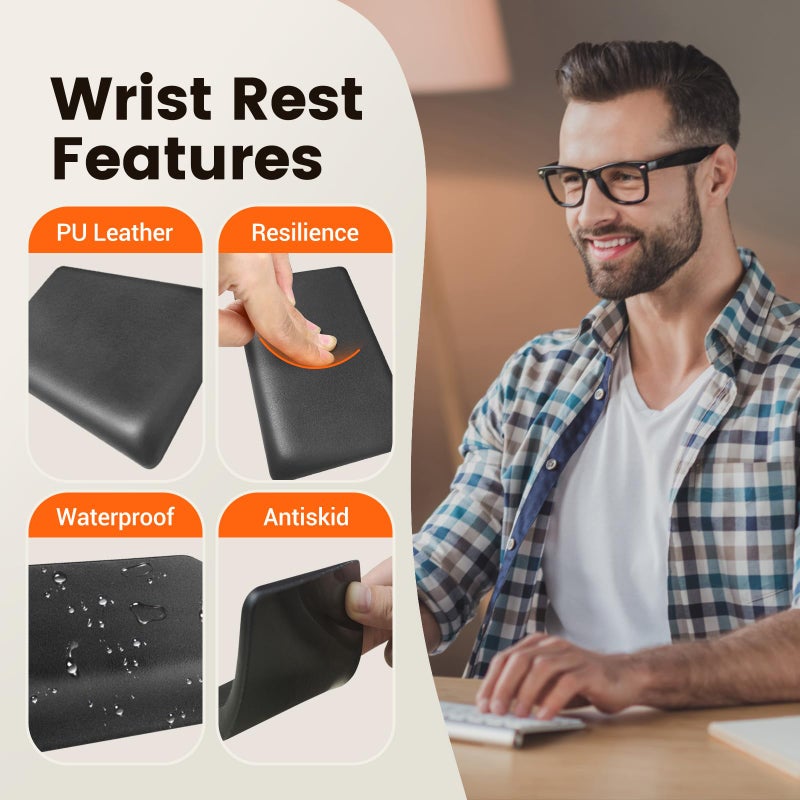 HONKID Low Profile Wrist Rest (H 0.2-0.58in) for Slim Keyboards and Mouse, Made of Cool Gel and Non-Slip Rubber Base, Easy Typing and Relieve Wrist Pain, Black - Image 5