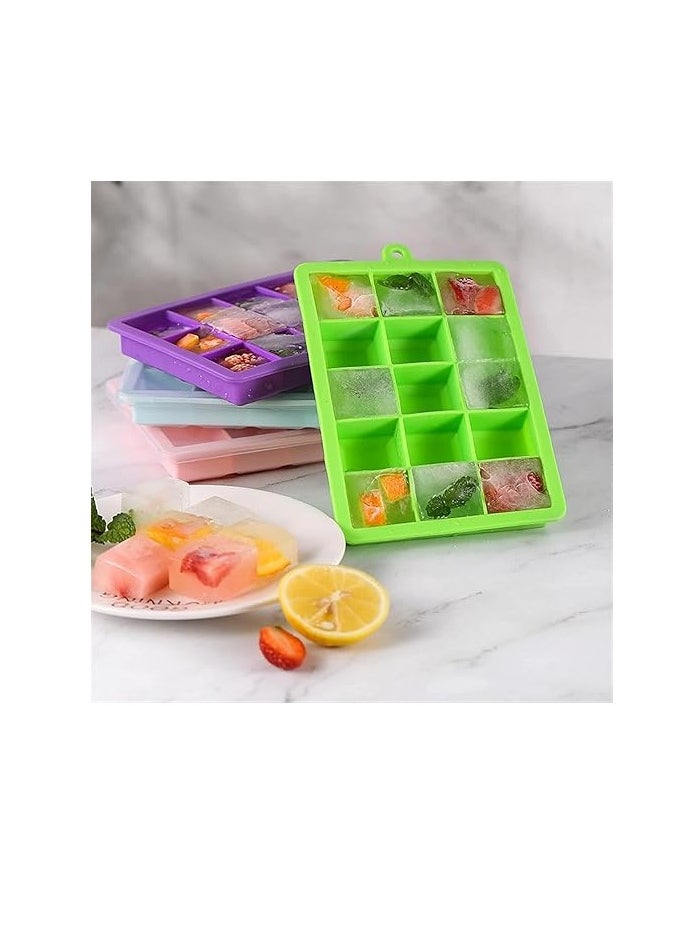 Ice Tray, Silicone Ice Cube Tray with Lid Square Ice Cubes Baking Mold BPA free Easy to Release for Juice Baby Food Chocolate 24 Holes Multicolor - pzsku/ZEFE4F50BBF47BB84620EZ/45/_/1730114584/08351ab6-20e8-4468-983c-a0dd57f7ad05