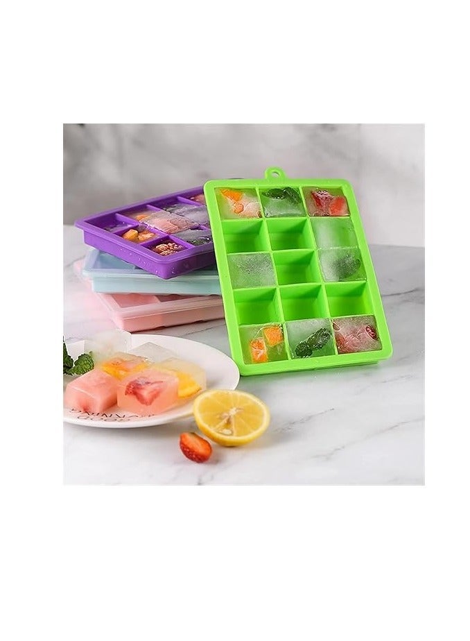Ice Tray, Silicone Ice Cube Tray with Lid Square Ice Cubes Baking Mold BPA free Easy to Release for Juice Baby Food Chocolate 24 Holes Multicolor - Image 5