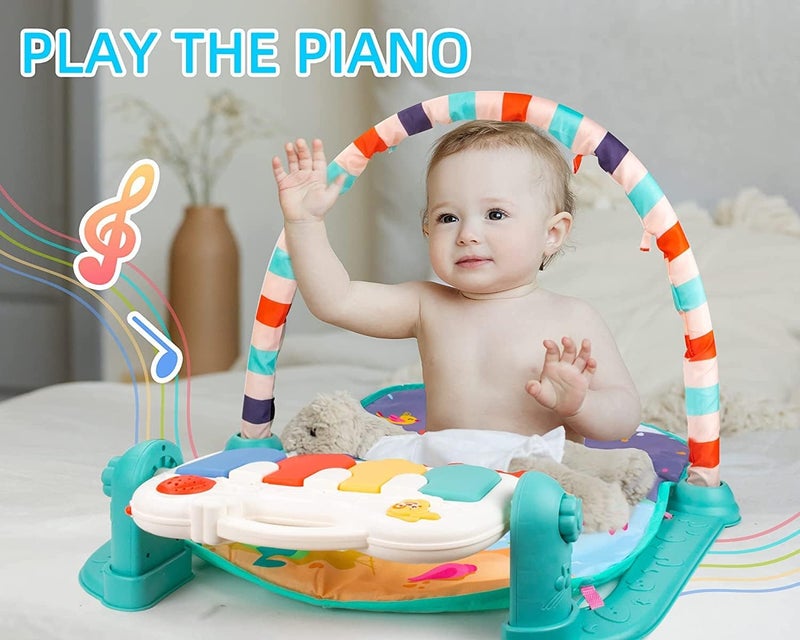 سجادة ألعاب مصنوعة سامة، مناسبة للجنسين الولادة، مع بيانو موسيقي قابل للإزالة وألعاب معلقة قابلة للطي والغسل. تساعد في تنمية المهارات المعرفية - Image 3