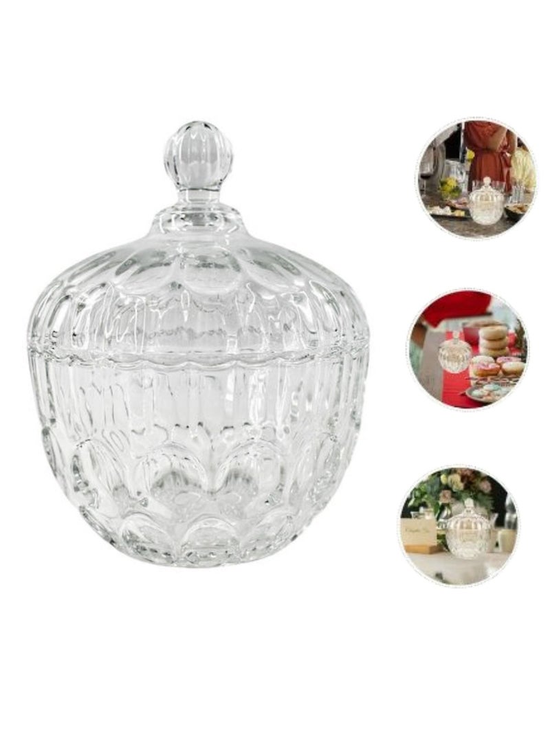 Crystal Candy Dish with Lid, Glass Candy Jar Used for Candies/Cookies/Sweets Food Storage and Organization  - Image 1