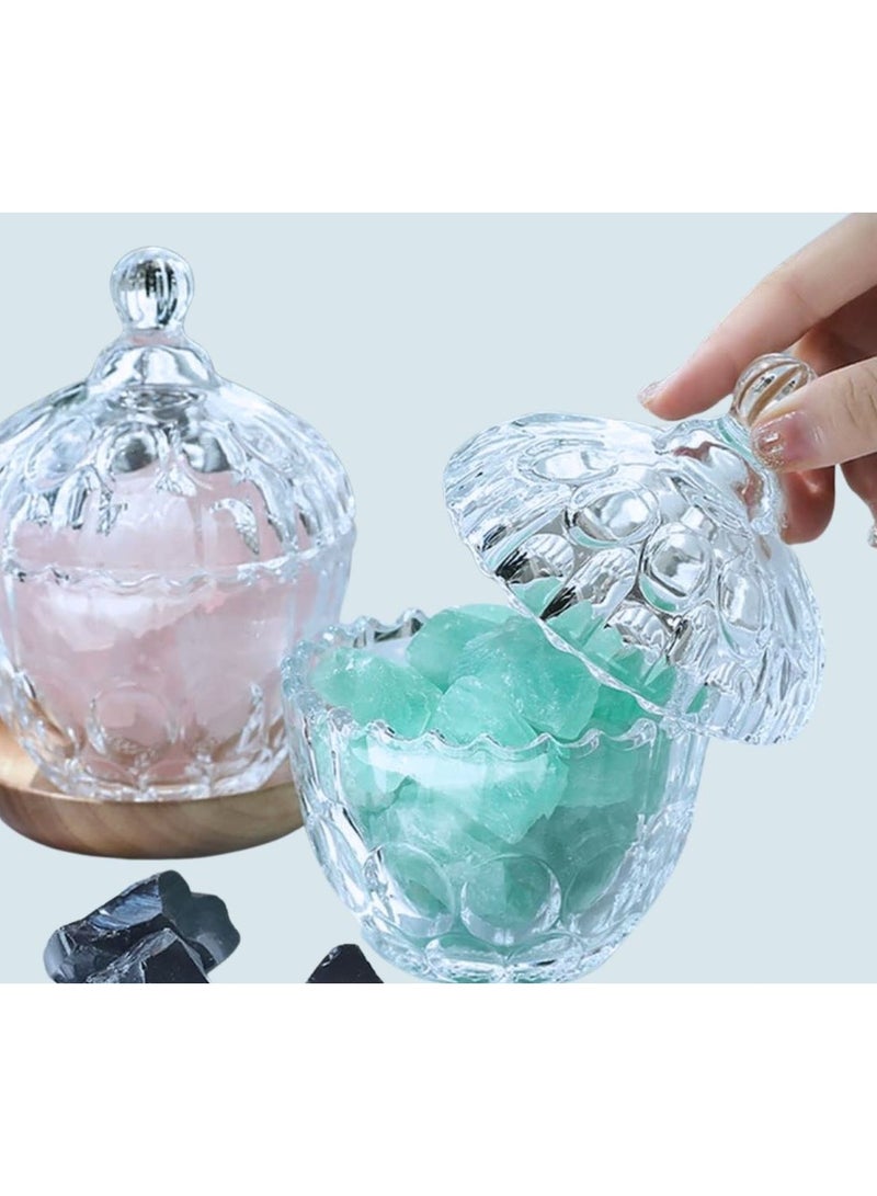 Crystal Candy Dish with Lid, Glass Candy Jar Used for Candies/Cookies/Sweets Food Storage and Organization  - Image 3