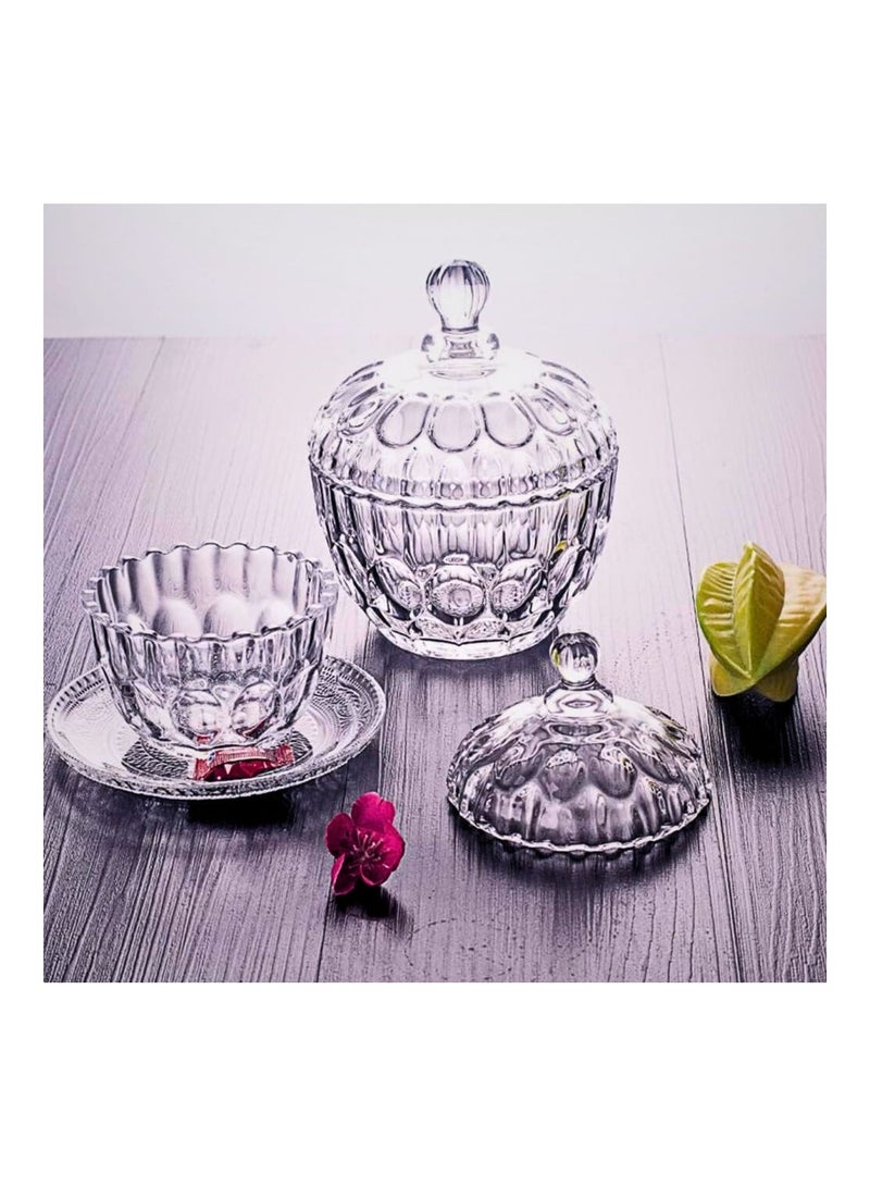 Crystal Candy Dish with Lid, Glass Candy Jar Used for Candies/Cookies/Sweets Food Storage and Organization  - Image 4