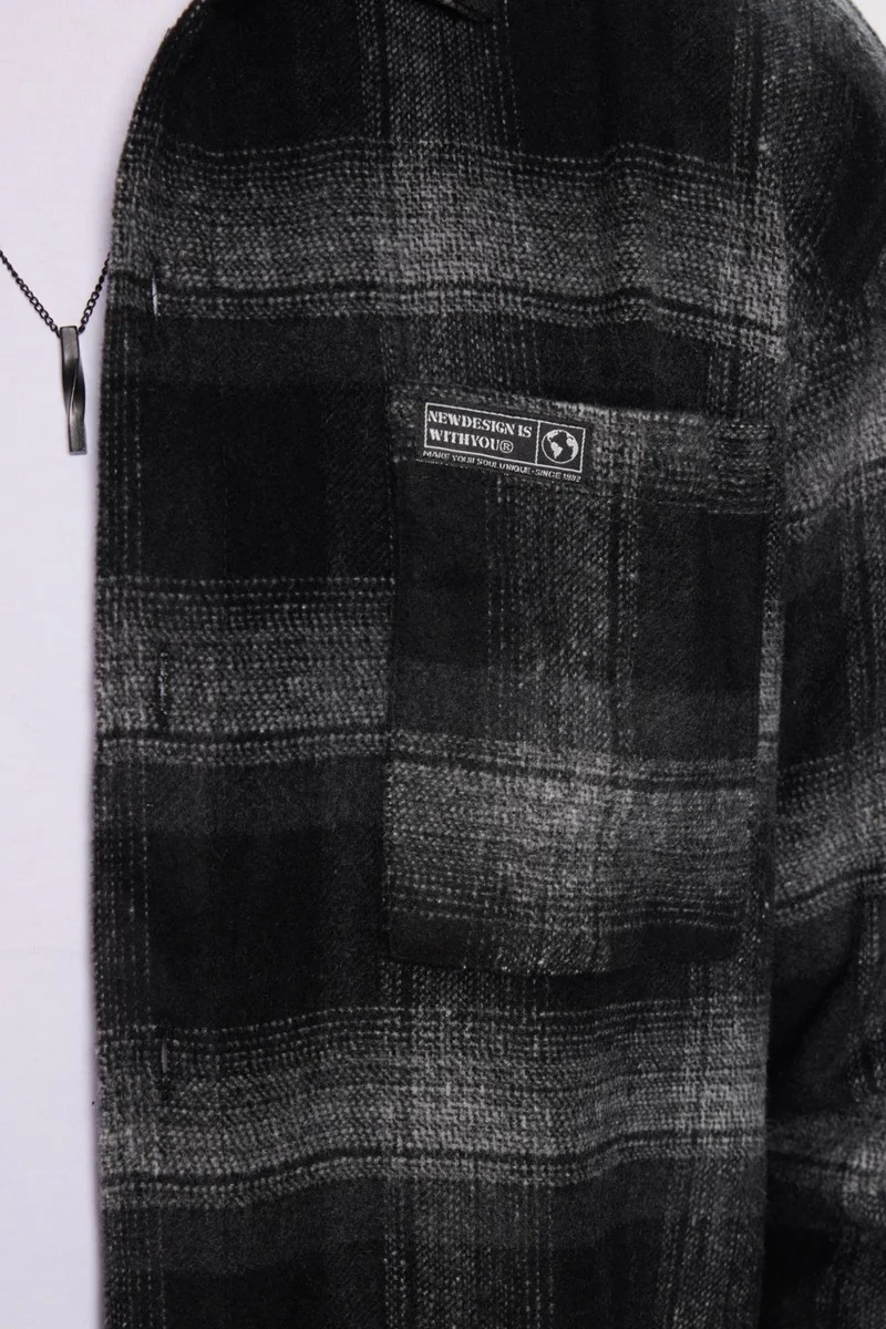 تودورس Men's Relax Fit Casual Cut Lumberjack Double Pocket Checkered Slit Winter Shirt