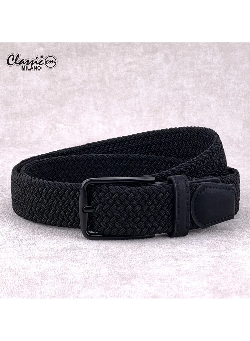Classic Milano Braided Cotton Elastic Stretch Belt for Men & Women, Woven Canvas Web Belt with Gift Box, Adjustable Men's Belt | Full Length: 110CM (Free Size - Fits up to the waist of 40 Inches / 100 CM)