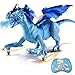 TALGIC Remote Control Dragon Dragon for Kids with Spraying Roaring Swaying Head Wings LightUp Interactive Robot Dinosaur Toys for Boys and Girls Blue - Image 2