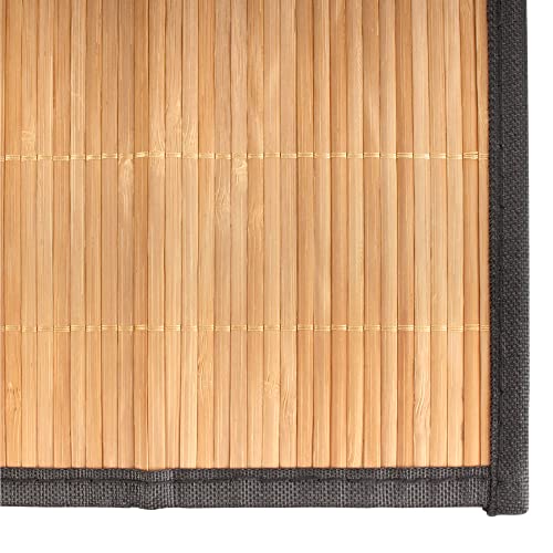 BambooMN Natural Brown Slat Bamboo Table Runner with Fabric Border, Home Décor, Brown w/ Black Border - 1 Piece - Image 3