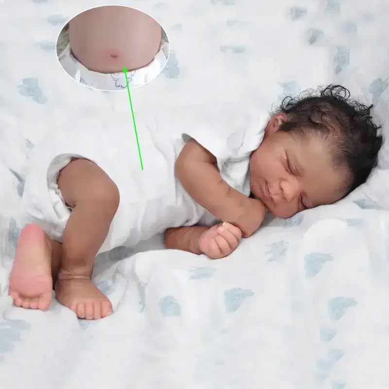 Saskai reborn Realistic Reborn Baby Dolls Black Girl 20inch Lifelike Handmade African American Weighted Real Silicone Tan Skin Sleeping Baby Dolls Closed Eyes Best Gift Set for Age3+ - Image 2
