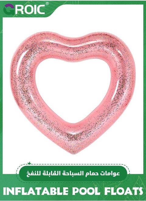 Heart Pool Float Inflatable Swim Rings, 47.3 Inch Bachelorette Party Pool Float Loungers Tube, Heart Shaped Summer Swimming Ring, Water Fun Beach Party for Adults