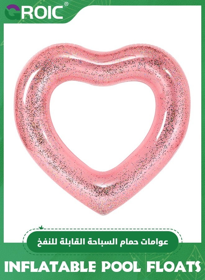 GROIC Heart Pool Float Inflatable Swim Rings, 47.3 Inch Bachelorette Party Pool Float Loungers Tube, Heart Shaped Summer Swimming Ring, Water Fun Beach Party for Adults - Image 1