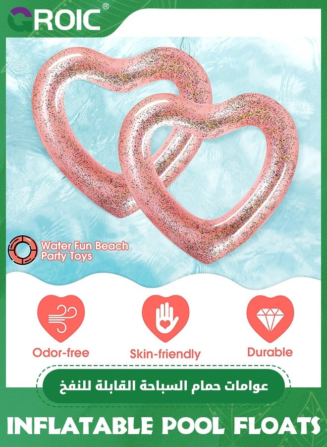 GROIC Heart Pool Float Inflatable Swim Rings, 47.3 Inch Bachelorette Party Pool Float Loungers Tube, Heart Shaped Summer Swimming Ring, Water Fun Beach Party for Adults - Image 3