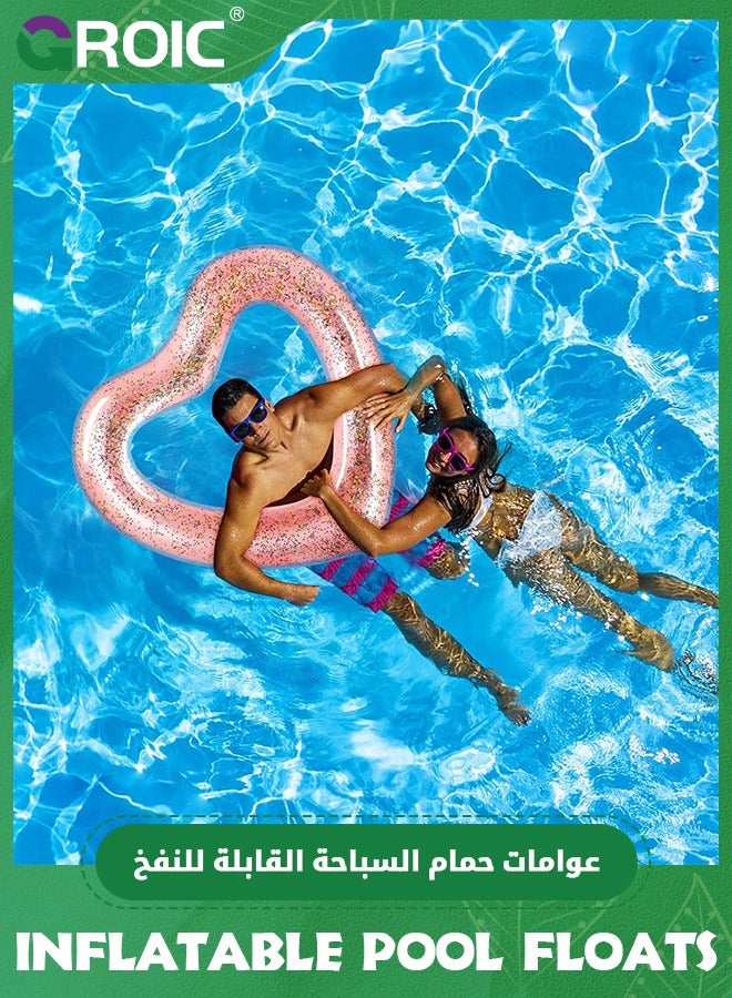 GROIC Heart Pool Float Inflatable Swim Rings, 47.3 Inch Bachelorette Party Pool Float Loungers Tube, Heart Shaped Summer Swimming Ring, Water Fun Beach Party for Adults - Image 2