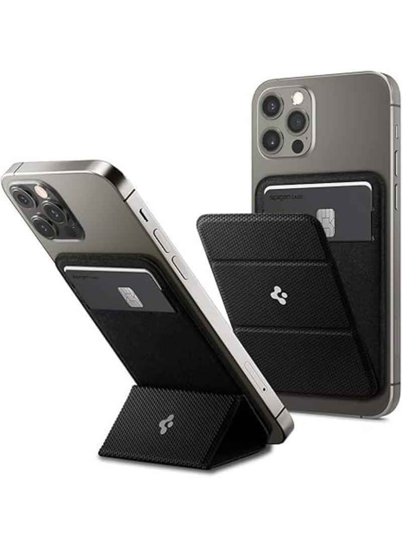 SYOSI Wallet with Stand for Mag-Safe, Magnetic Card Holder with Kickstand, Lightweight and Adjustable Tri-fold Wallet for iPhone 16/15/14/13/12 Pro Max, Black - Image 1