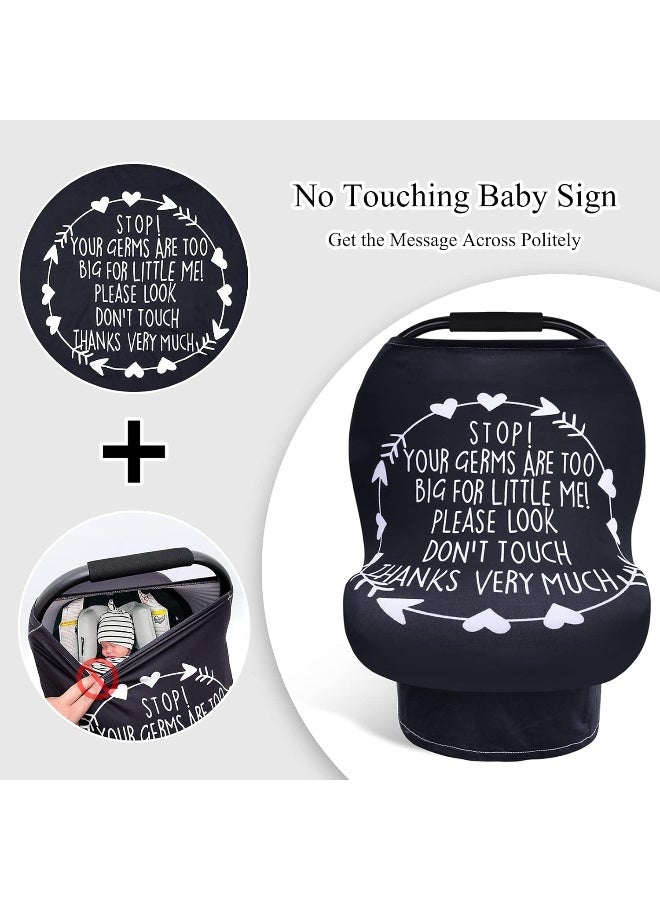 Metplus Car Seat Covers for Babies, Nursing Breastfeeding Cover Infant Carseat Canopy, Soft Stretchy Carrier Cover for Stroller High Chair Shopping Cart, Newborn Boy Girl Shower Gift - Stop No Touching Sign - Image 2