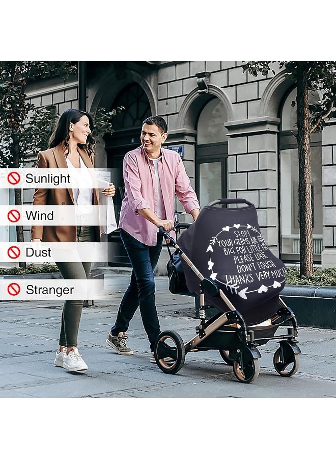Metplus Car Seat Covers for Babies, Nursing Breastfeeding Cover Infant Carseat Canopy, Soft Stretchy Carrier Cover for Stroller High Chair Shopping Cart, Newborn Boy Girl Shower Gift - Stop No Touching Sign - Image 4