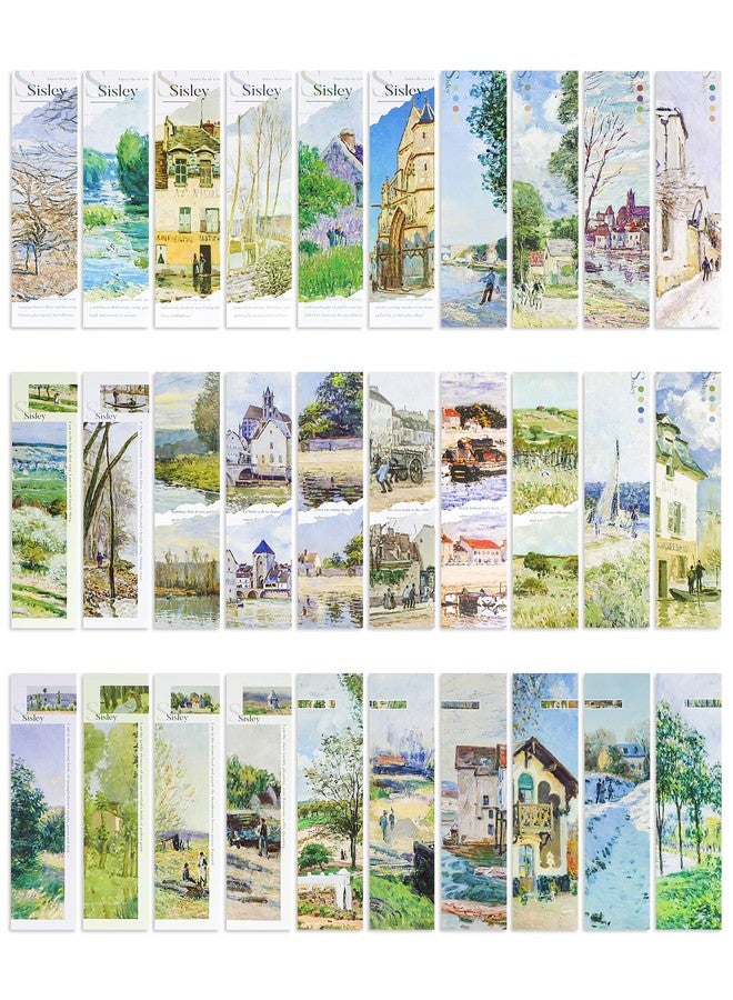 GAUENEEN 30 Pcs Paper Bookmarks, Art Works Bookmark Bulk for Book Lovers, Aesthetic Bookmarks Set for Women Men, Fun Book Lovers Gifts (Sisley) - Image 1