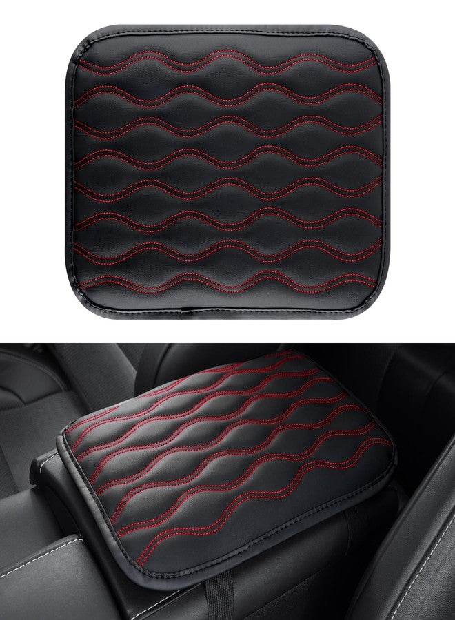 Amiss Auto Center Console Pad, Universal Waterproof Armrest Seat Box Cover, Car Interior Accessories, Leather Auto Armrest Cover Protector for Most Vehicle, SUV, Truck (Red Line) - Image 1