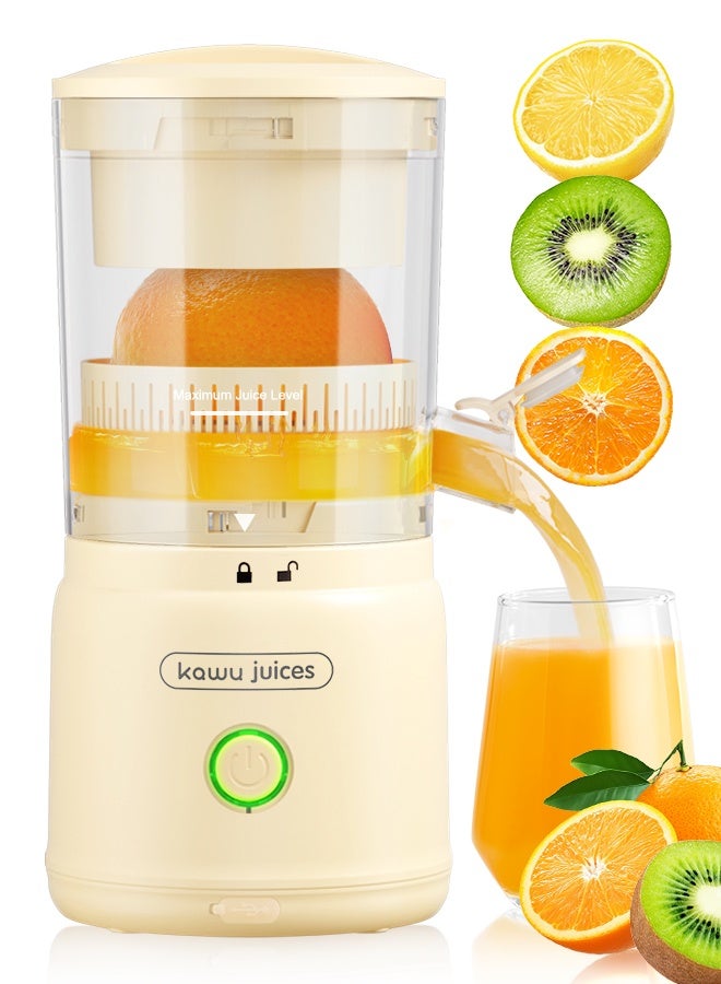  كاو عصارة الحمضيات الكهربائية المحمولة الصغيرة اللاسلكية مع قاعدة قابلة لإعادة الشحن عبر USB، زر يعمل بلمسة واحدة، عصارة ليمون وبرتقال صغيرة الحجم - Image 1