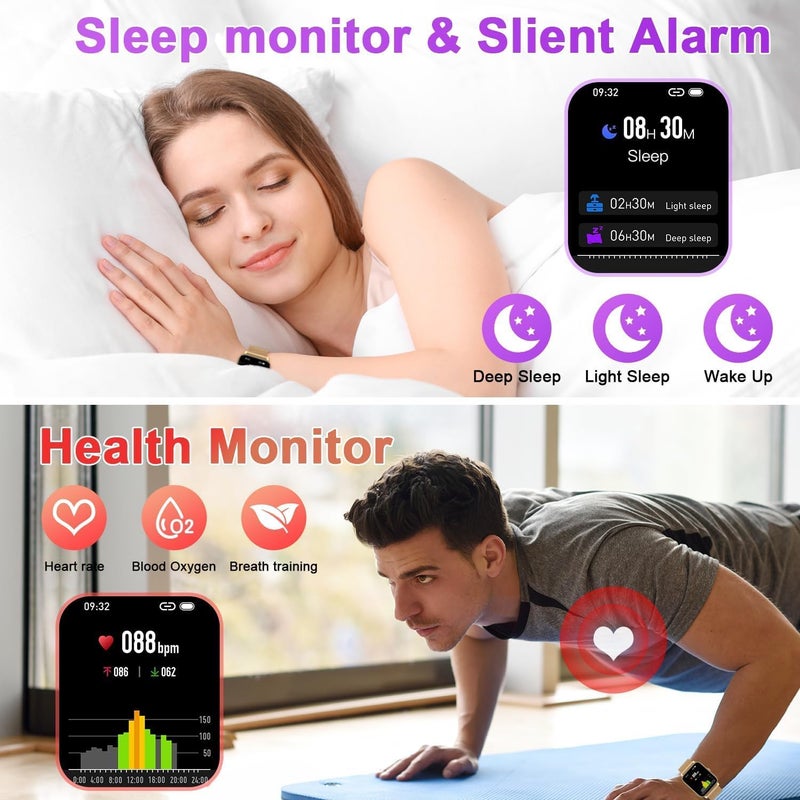 ساعة ذكية DL&3UP للنساء – متتبع لياقة ذهبي، إجراء/استقبال المكالمات، مقاومة للماء، مراقب معدل ضربات القلب، متوافقة مع أندرويد وآيفون وسامسونج - Image 3