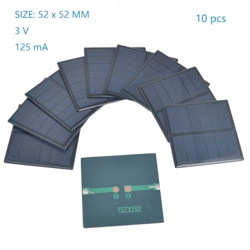 Ailejia 10pcs Mini High Efficiency Polycrystalline Solar Panel 3V 125mA 52mm x 52mm2 x 2 for DIY Solar Light Phone Charger Flashlight - Image 3