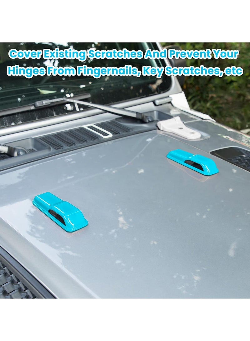 Bukela Exterior Hood Bonnet Cover Trim for Jeep Wrangler JL JLU Sports Sahara Freedom Rubicon Unlimited Gladiator JT 2-Door 4-Door (Light Blue, 2 Pieces) - Image 3