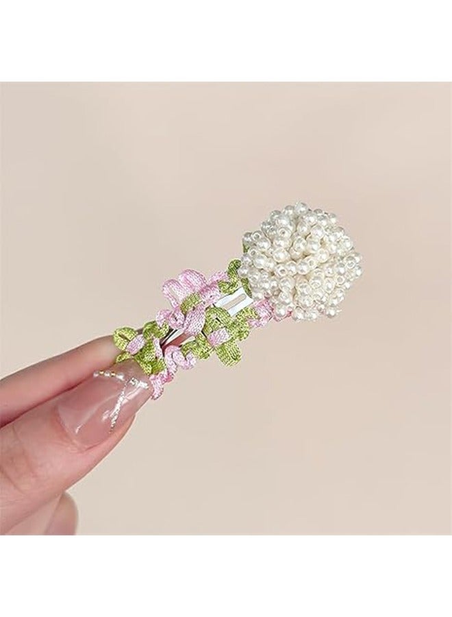 2 قطعة لؤلؤة زهرة الشعر كليب حلوة القماش معدني الربيع الصيف الانفجارات زهرة اصطناعية كليب زخرفة الشعر السيدات الفتيات زخرفة الشعر السميك والرقيق - Image 4