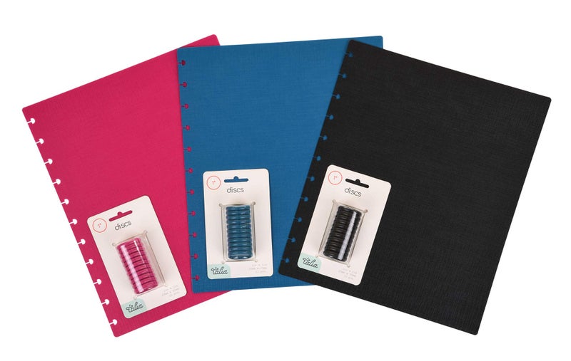 Talia Discbound Notbook - Cover and Disc Set (Set 3 (3pk), Letter Set) - Black, Blue, 90's Pink - Image 1