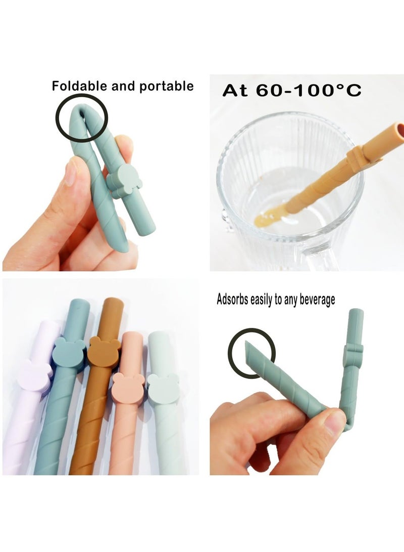 Excefore Reusable Silicone Straws, Dish Washer Safe, BPA Free, Snap Straw Openable Design, for Smoothies, Shakes, Drinks, Hot and Cold Compatible, 10 Pcs 6.8 inch - Image 2