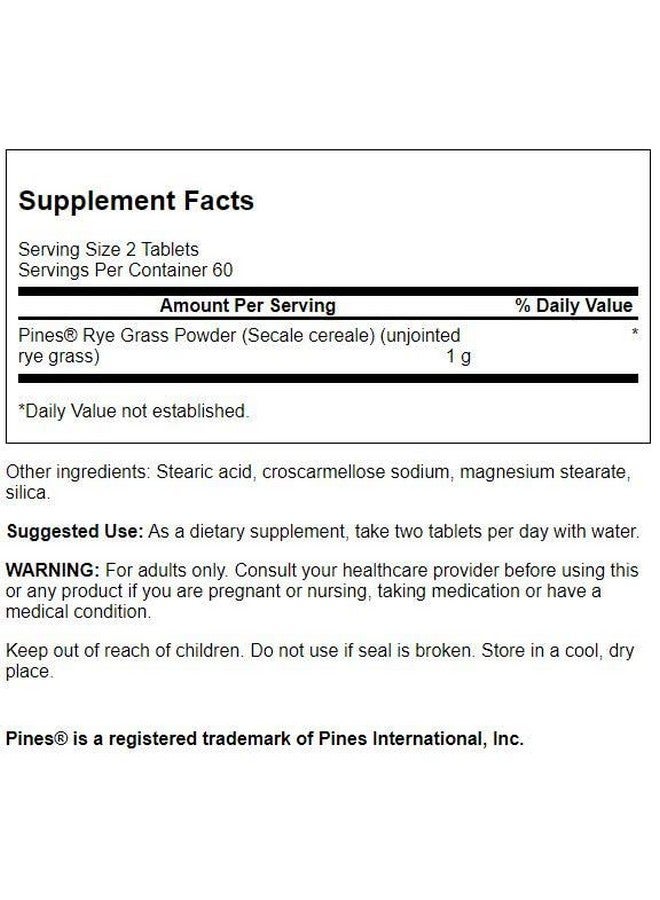 SWANSON Rye Grass 500 Milligrams 120 Tabs - Image 3