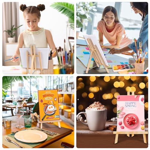 AROIC Wood Easels, Easel Stand for Painting Canvases, Art, and Crafts. (11.8 inch, 20 Pack), Tripod, Painting Party Easel, Kids Student Table School Desktop, Portable Canvas Photo Picture Sign Holder. - Image 5