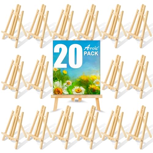 AROIC Wood Easels, Easel Stand for Painting Canvases, Art, and Crafts. (11.8 inch, 20 Pack), Tripod, Painting Party Easel, Kids Student Table School Desktop, Portable Canvas Photo Picture Sign Holder. - Image 1