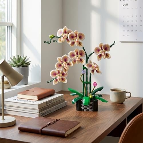 TNDCKP Orchid Flowers Building Block Sets Compatible with Lego 853792 Accessory Artificial Plant Botanical Collection for Home Kitchen Desk Decor Best Gift for Mom Kids 4White 736Pcs - Image 5