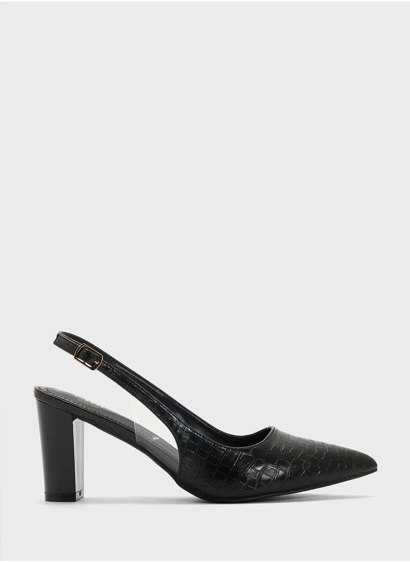 ELLA Croc Effect Sling Back Pump