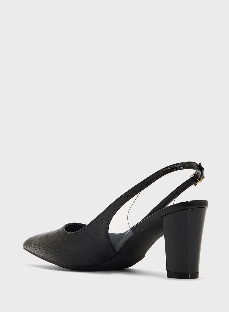 ELLA Croc Effect Sling Back Pump